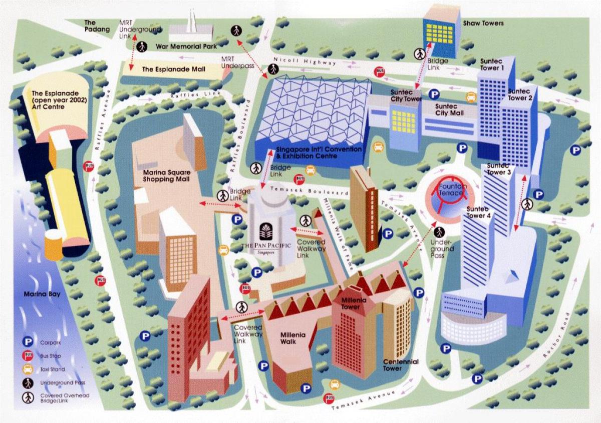 Quartiere Centrale Degli Affari Di Singapore La Mappa