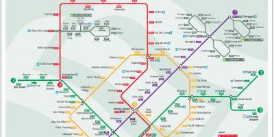 Lrt percorso sulla mappa di Singapore