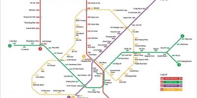 Mrt station sulla mappa di Singapore