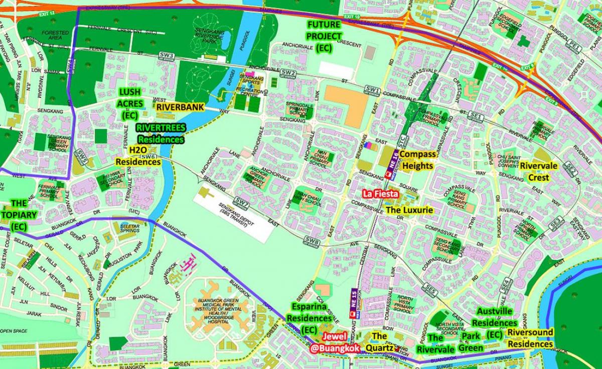 mappa di Sengkang Singapore
