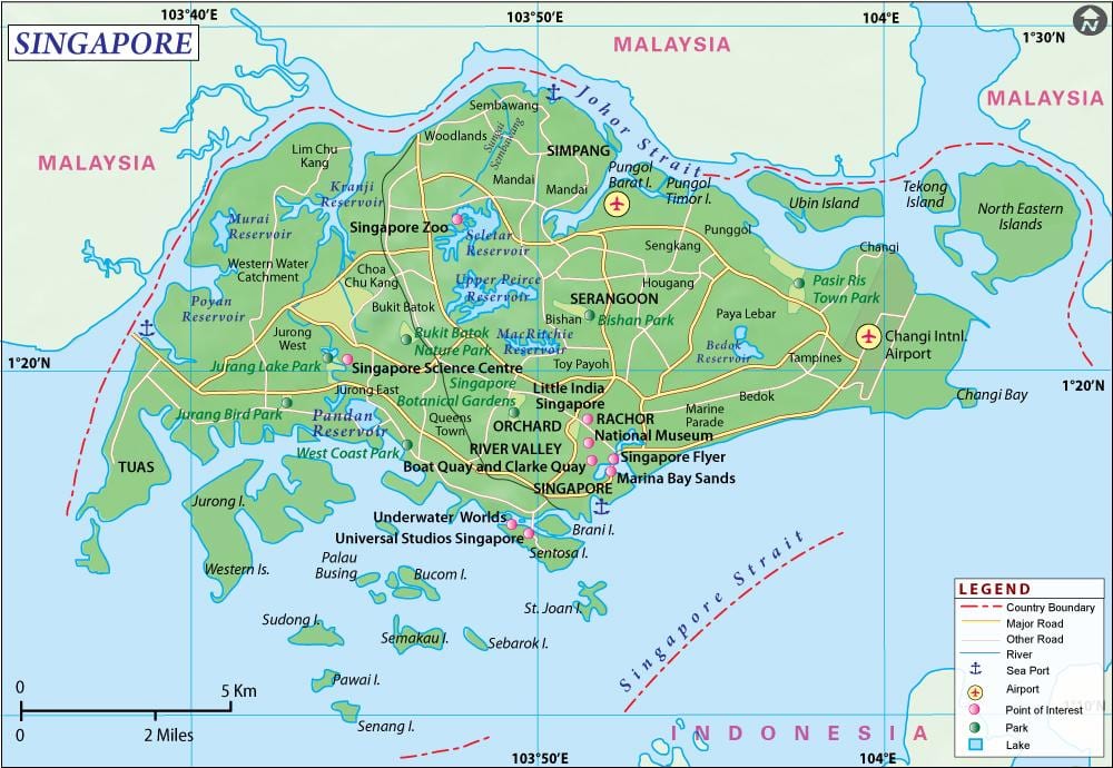 mappa della città di Singapore
