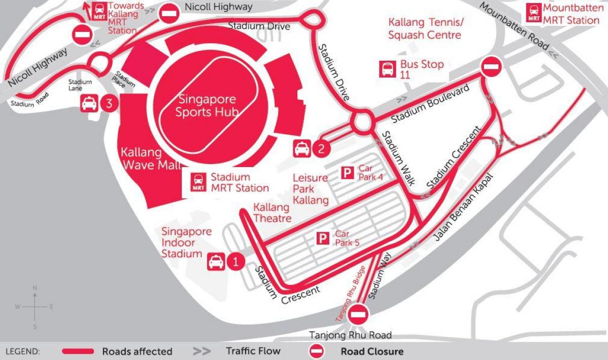 mappa di Singapore sports hub